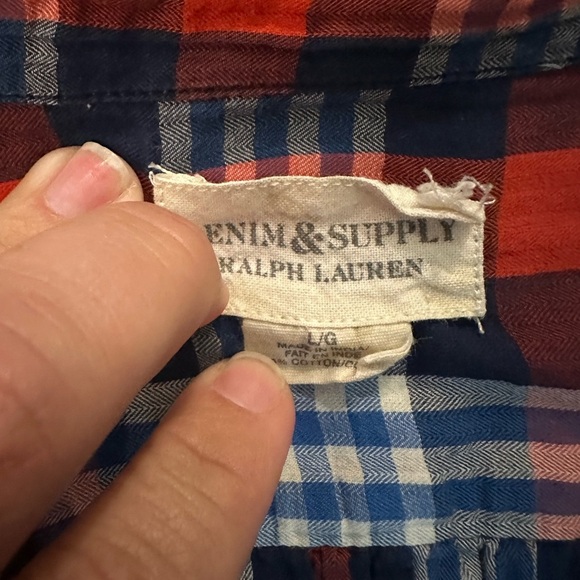 Denim & Supply Ralph Lauren Plaid Button Down Shirt – Red, Navy & Blue, Size L - Picture 3 of 4